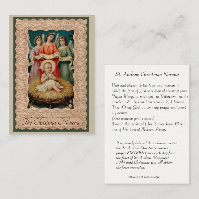 Baby Jesus in der Krippe mit Engeln Visitenkarte (Vorne/Hinten)