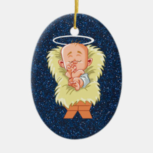 Baby Jesus in Gefahr Keramik Ornament