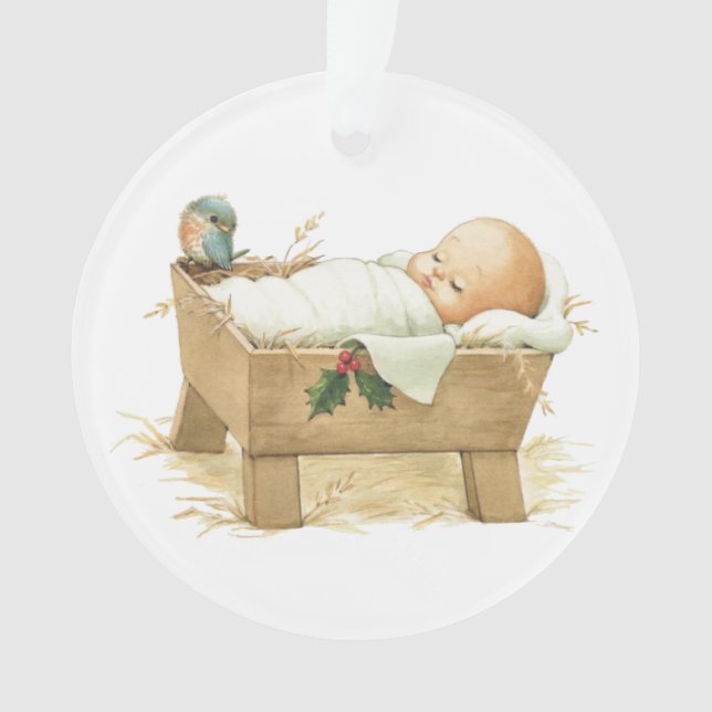 Baby Jesus in manger Acryl-Ornament Ornament (Vorderseite)