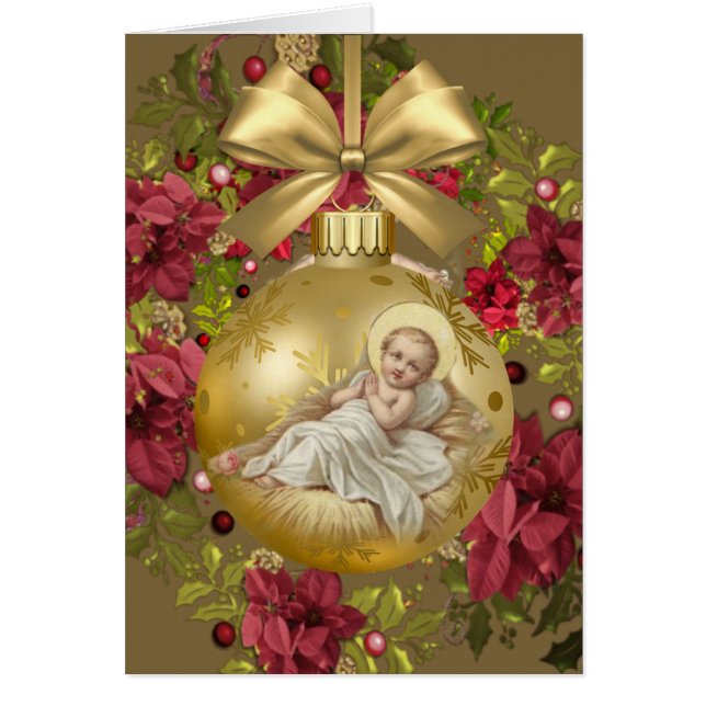 Baby Jesus in Manger Noël Floral Wreath (Devant)
