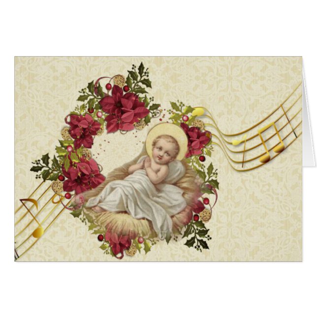 Baby Jesus in Manger Weihnachten Blumenjungen Musi (Vorderseite (Horizontal))