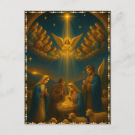 Baby Jesus in the Manger Nativity Scene Photo Feiertagspostkarte