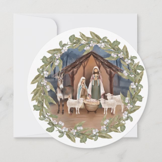 Baby Jesus | Krippe Feiertagskarte (Vorderseite)