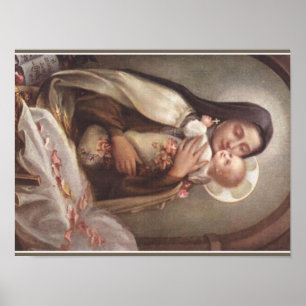 Baby-Jesus-Krippen-Rosen St. Therese Poster