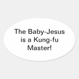 Baby-Jesus Kung-fu Hankamer Artjunkhaus Comic Art Ovaler Aufkleber
