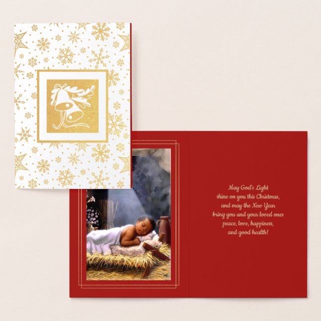 Baby Jesus Luxury Real Foil Carte de Noël (Affichage)