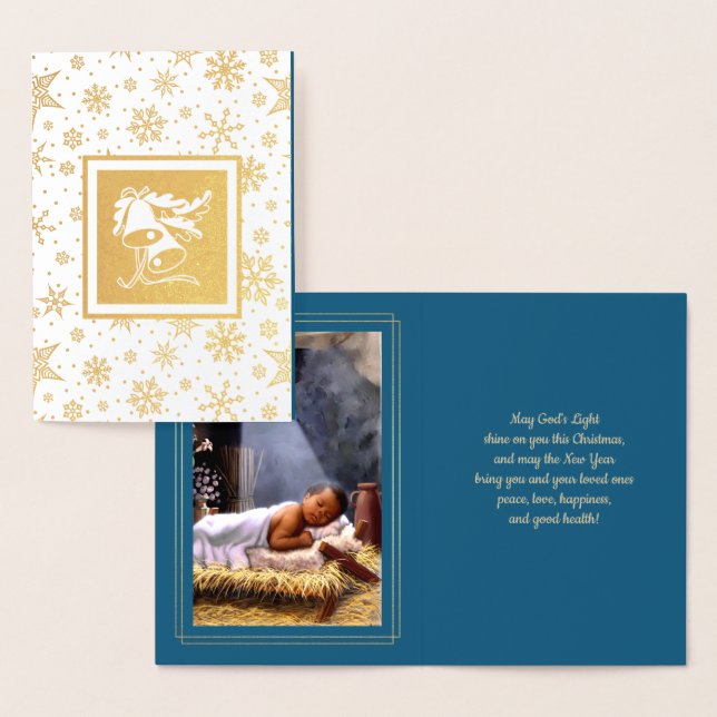 Baby Jesus Luxury Real Foil Weihnachtskarten Folienkarte (Anzeige)