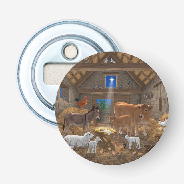 Baby Jesus Manger Heilige Nacht Weihnachtskrippe Flaschenöffner (Vorderseite)