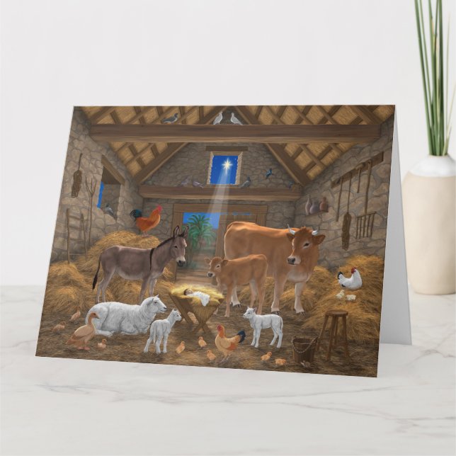 Baby Jesus Manger Heilige Nacht Weihnachtskrippe Karte (Vorderseite)