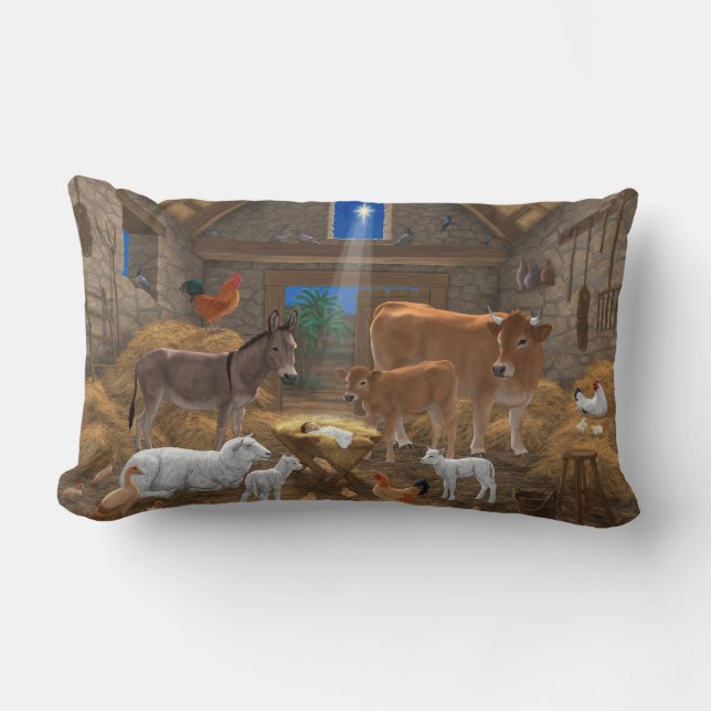 Baby Jesus Manger Heilige Nacht Weihnachtskrippe Lendenkissen (Vorderseite)