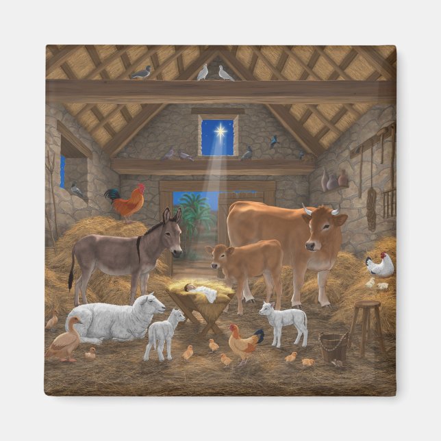 Baby Jesus Manger Heilige Nacht Weihnachtskrippe Magnet (Vorne)