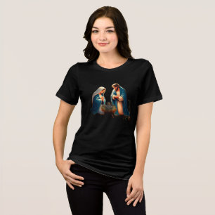 Baby Jesus + Maria auf einem weißen Kurzarm-T-Shir Tri-Blend Shirt