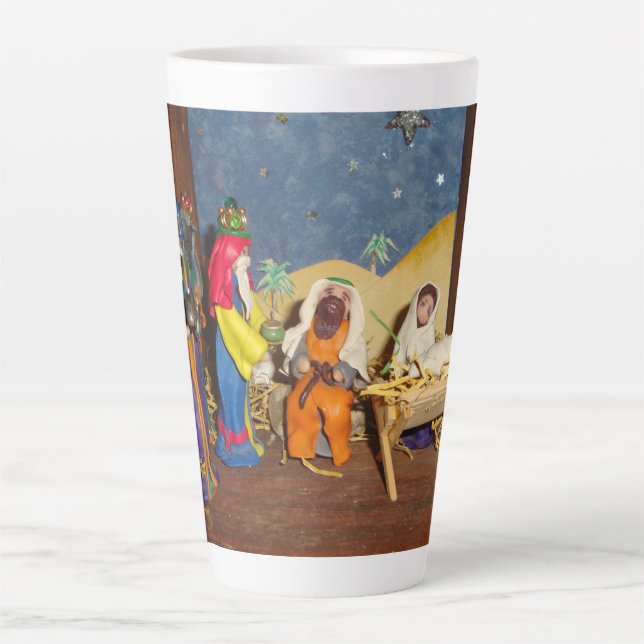 Baby Jesus Mary drei Könige Weihnachtskrippe Milchtasse (Vorderseite)