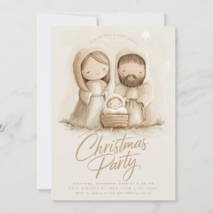Baby Jesus Mary Joseph Religious Christmas Einladung