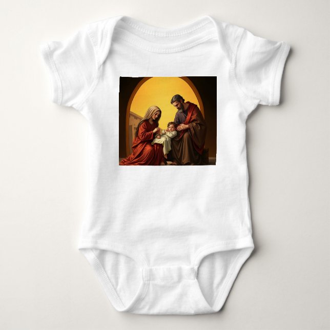Baby Jesus Mary und Joseph Säugling One Piece Baby Strampler (Vorderseite)