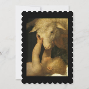 Baby Jesus Touching Lamb Gesicht