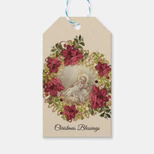 Baby Jesus Weihnachten Blumenkirchenkranz Geschenkanhänger