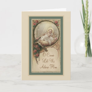 Baby Jesus Weihnachten Rose Vintag Karte
