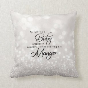 Baby Jesus White Sparkle Weihnachtswirbel Kissen