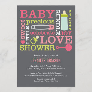 Baby Jumble Baby Dusche Einladung Pink
