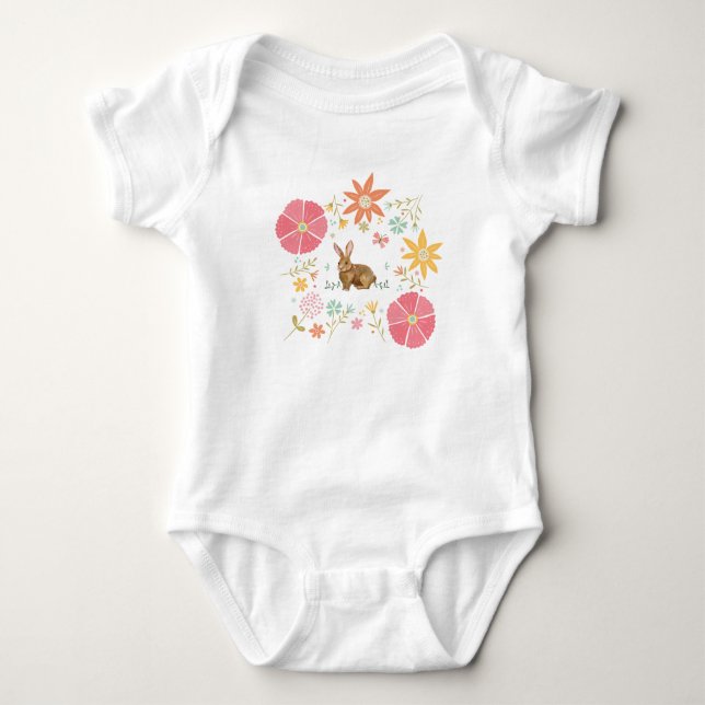 BABY JUMP ANZUG 6 MONATE WEISS MIT BROWN BUNNY STRAMPLER (Vorderseite)