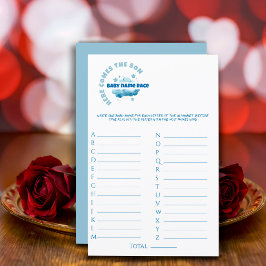 Baby-Junge Dusche blaues Aquarell Game Stationieru