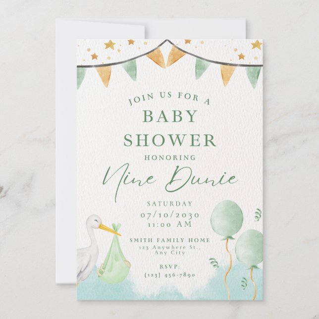 Baby Junge Dusche Einladung Tier (Vorderseite)