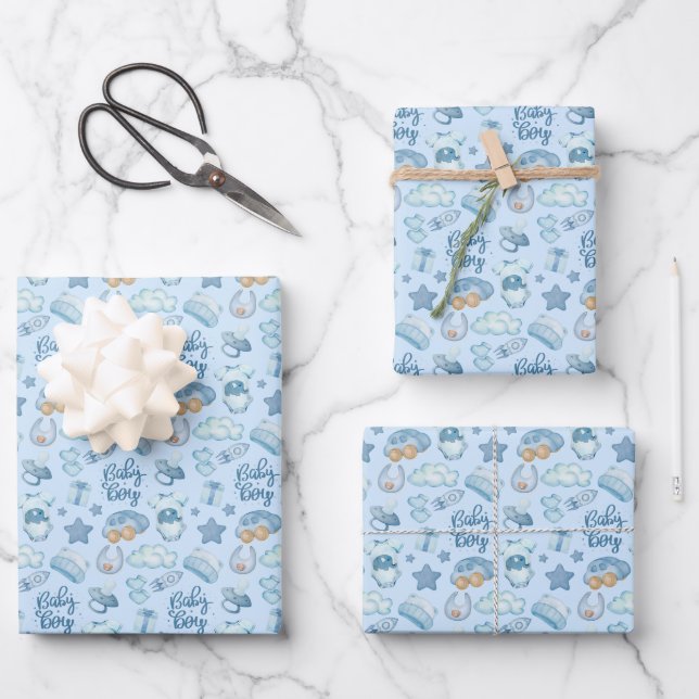 Baby Junge Geschenkpapier Set (Vorderseite)
