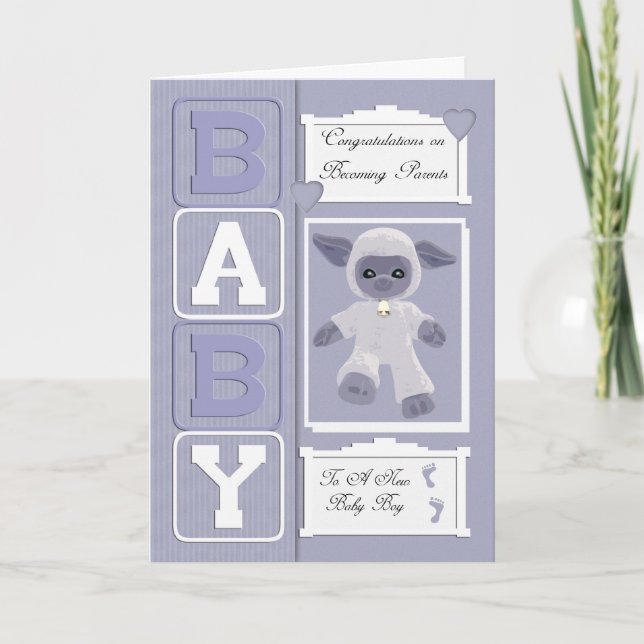 Baby-Junge gratulieren kleinen Schafen Karte (Vorderseite)