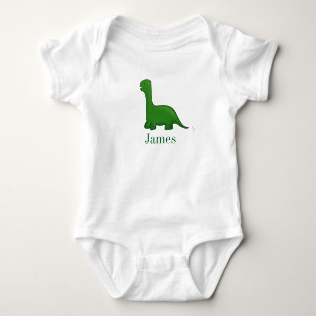 Baby-Junge grüner Dinosaurier Baby Strampler (Vorderseite)