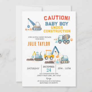 Baby Junge im Bau, Truck Boy Baby Shower Einladung