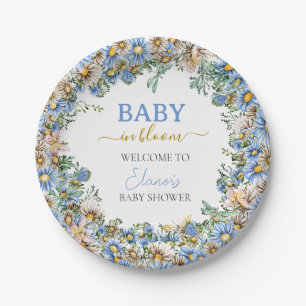 Baby-Junge in Blüten Wildblumen-Baby-Party-Papier Pappteller