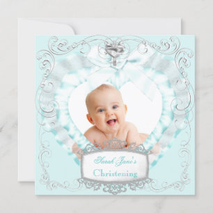 Baby Junge oder Mädchen Blau Taufe Tauf Kreuz Ankündigung