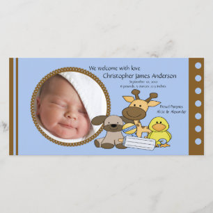 Baby-Junge spielt FOTO Geburts-Mitteilung Ankündigung