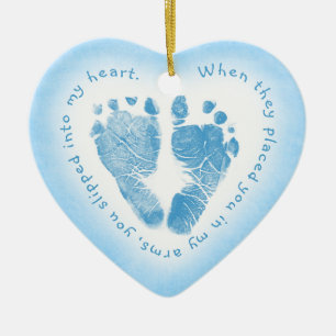 Baby-Jungen-blaue Abdruck-Foto-Verzierung Keramik Ornament