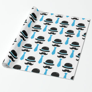 Baby-Jungen-blauer Schnurrbart Lil kleiner Mann Geschenkpapier
