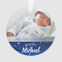Baby-Jungen-erste WeihnachtsFoto-Verzierung