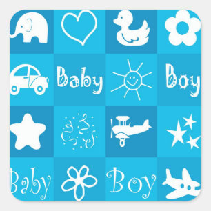 Baby Jungen Quadratischer Aufkleber