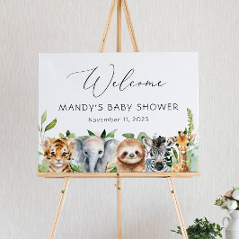 Baby Jungle Animals Babydusche Begrüßungszeichen Poster