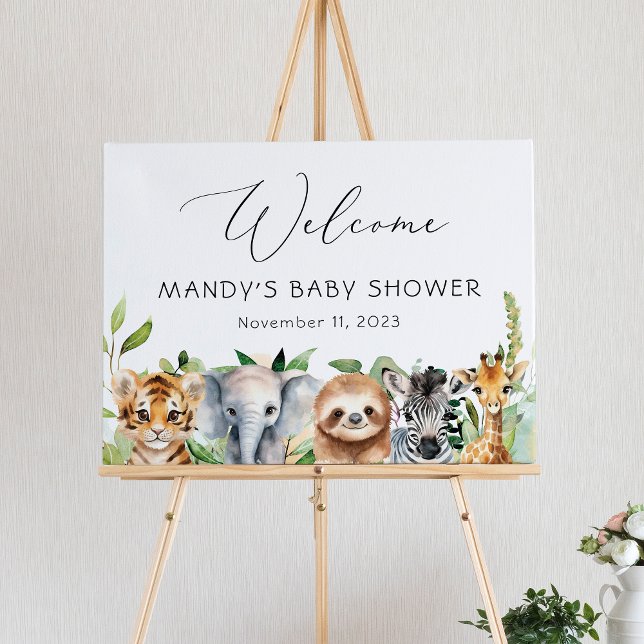 Baby Jungle Animals Babydusche Begrüßungszeichen Poster (Von Creator hochgeladen)