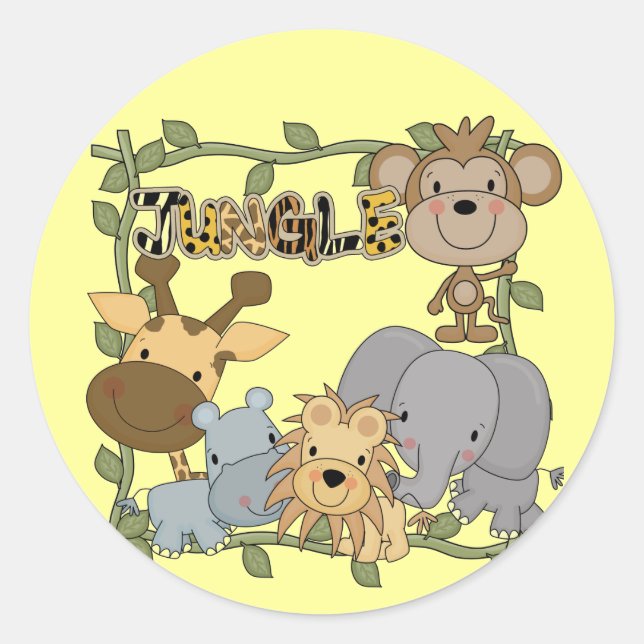 Baby Jungle Animals Tshirts und Geschenke Runder Aufkleber (Vorderseite)