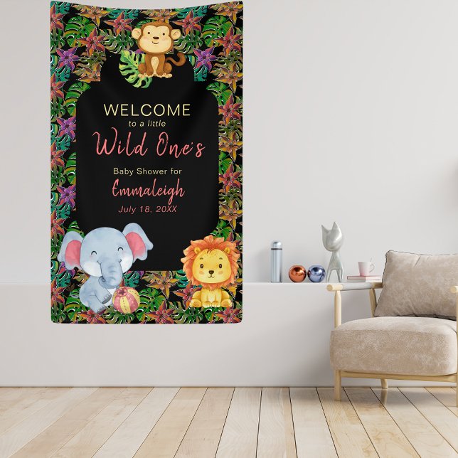 Baby Jungle Animals Wild One Baby Shower Banner (Von Creator hochgeladen)