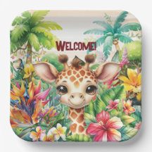 Baby Jungle Giraffe Party Plate