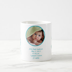 Baby-Kaffeetasse Baby-Foto Wichtige Geburtsstatist Kaffeetasse