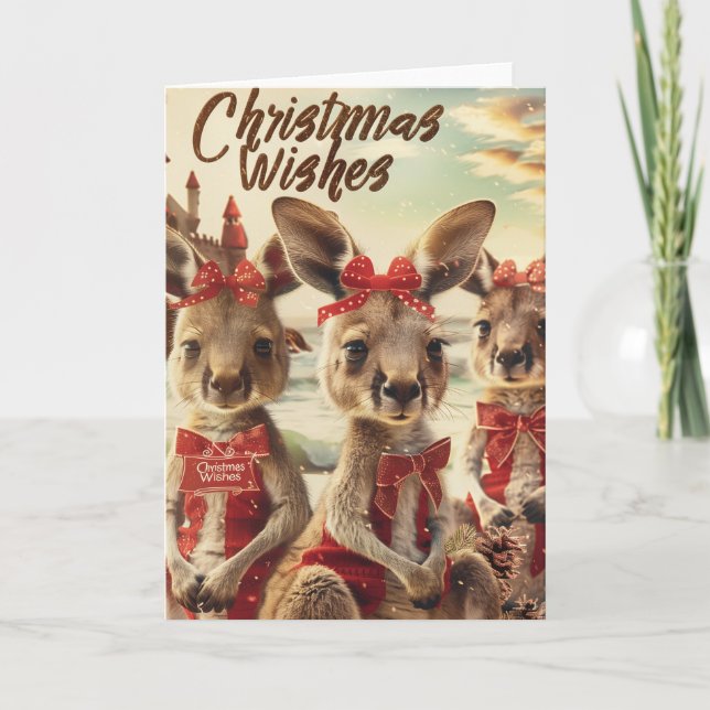 Baby Kangaroo Christmas Digital Art Feiertagskarte (Vorderseite)