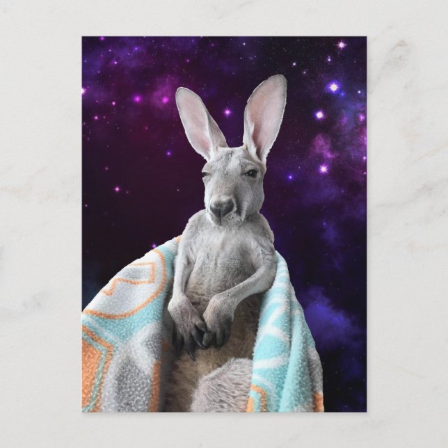 Baby Kangaroo Schlafen im Weltraum Postkarte (Vorderseite)