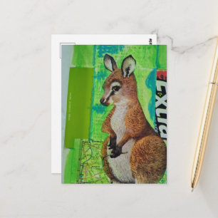 Baby-Känguru-Schmuckalbum-Mixed-Media-Collage Postkarte