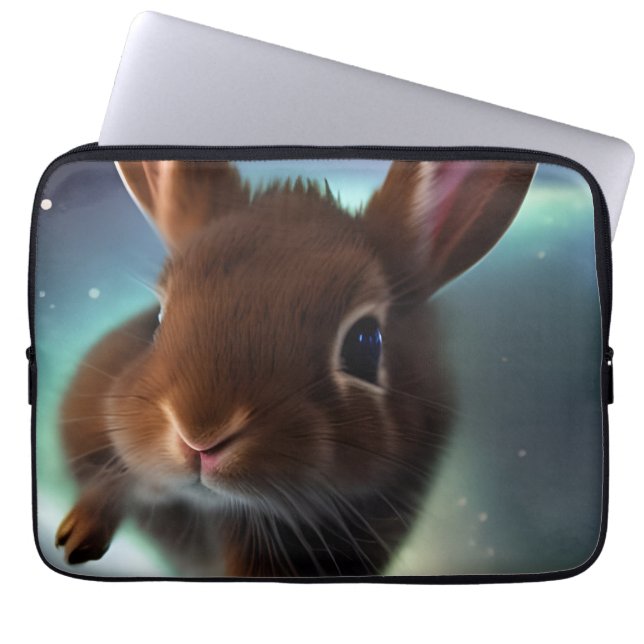 Baby-Kaninchen im Weltraum Laptopschutzhülle (Vorderseite)