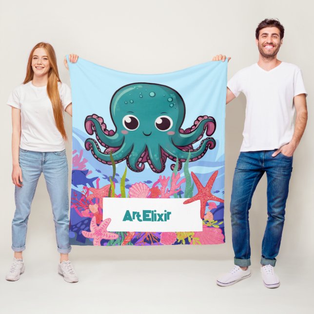 Baby Kawaii Blue Octopus Fleecedecke (Beispiel)