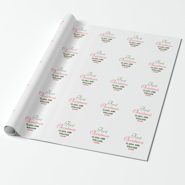 BABY KIDS ERSTE CHRISTMAS HOLIDAY HINZUFÜGEN NAME  GESCHENKPAPIER (Ungerollt)